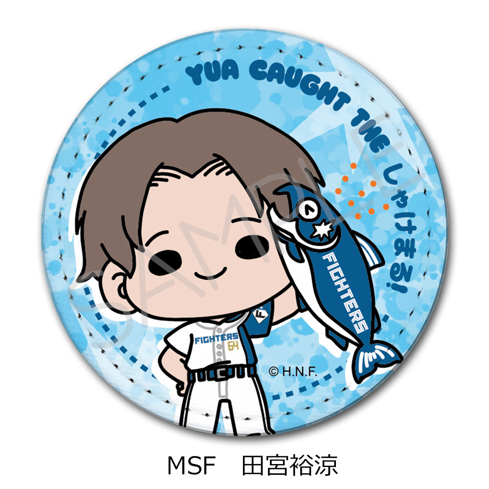 HOKKAIDO NIPPONHAM FIGHTERS Leather Badge (Round) (Shakemaru Tsukamaeta!) mochocho-SF Yua Tamiya — anime figure dropshipping supplier