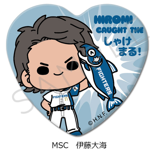 HOKKAIDO NIPPONHAM FIGHTERS Heart Can Badge (Shakemaru Tsukamaeta!) mochocho-SC Hiromi Itoh — anime figure wholesale price list
