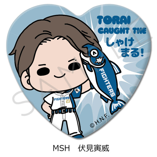 HOKKAIDO NIPPONHAM FIGHTERS Heart Can Badge (Shakemaru Tsukamaeta!) mochocho-SH Torai Fushimi — anime store wholesale supplier