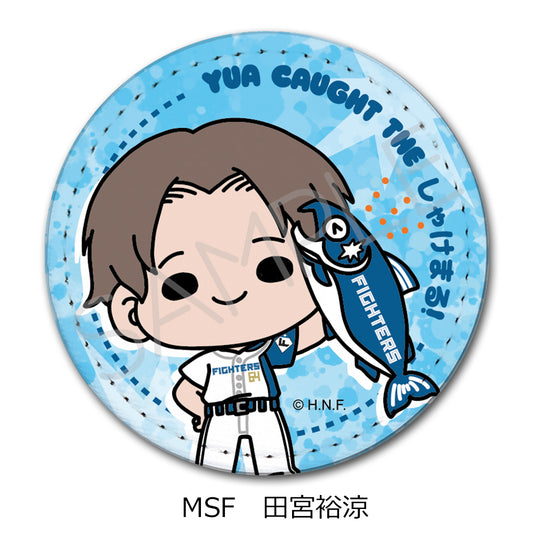 HOKKAIDO NIPPONHAM FIGHTERS Leather Badge (Round) (Shakemaru Tsukamaeta!) mochocho-SF Yua Tamiya — anime figure dropshipping supplier