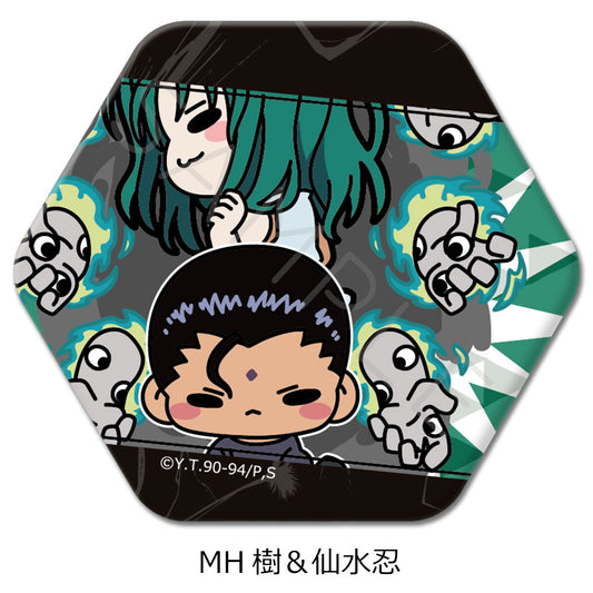 YuYu Hakusho Hexagonal Can Badge MH Itsuki & Sensui Shinobu - anime figure distributor USA