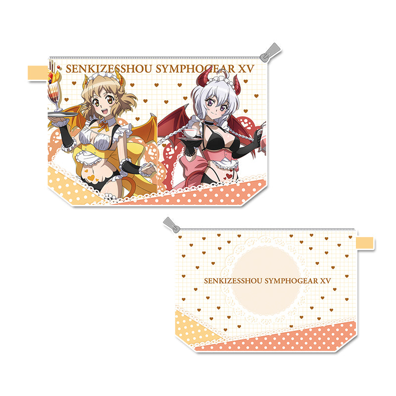 Senki Zessho Symphogear XV Original Illustration Water-repellent Pouch Tachibana Hibiki & Yukine Chris Little Devil Waitress — anime figures wholesale near me