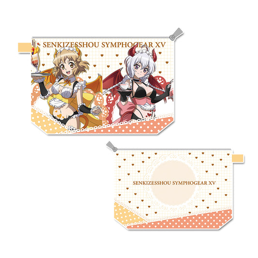 Senki Zessho Symphogear XV Original Illustration Water-repellent Pouch Tachibana Hibiki & Yukine Chris Little Devil Waitress — anime figures wholesale near me