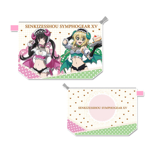 Senki Zessho Symphogear XV Original Illustration Water-repellent Pouch Tsukuyomi Shirabe & Akatsuki Kirika Little Devil Waitress — bulk anime toys for retailers USA