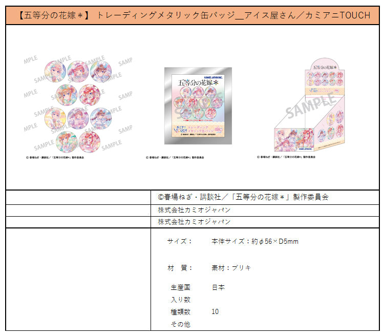 The Quintessential Quintuplets Specials 2 Trading Metallic Can Badge Ice Cream Shop KamiAni TOUCH - Good Smile Company wholesale
