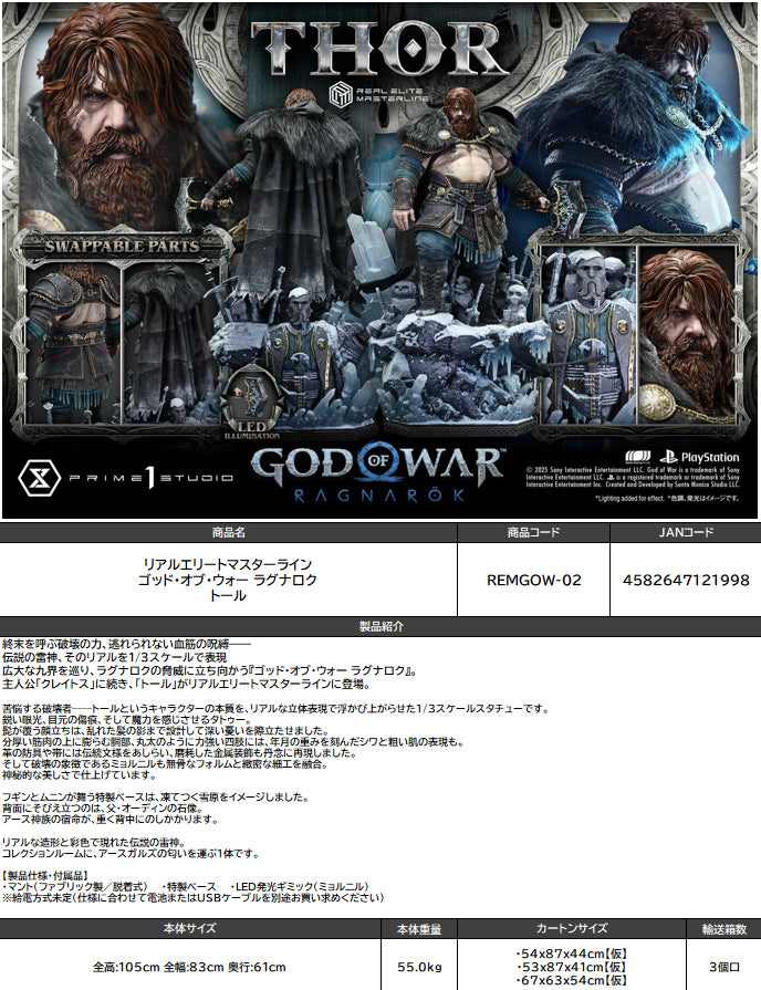 Real Elite Masterline God of War: Ragnarok Thor - scale anime figures wholesale