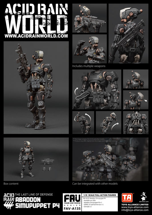 TOYS ALLIANCE LIMITED ACID RAIN 1/18 SCALE FAV-A135 ABADDON SIMUPUPPET P4 — where to buy anime figures wholesale USA