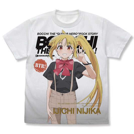 Bocchi the Rock! Ijichi Nijika Full Graphic T-shirt White (L Size) - wholesale anime merchandise