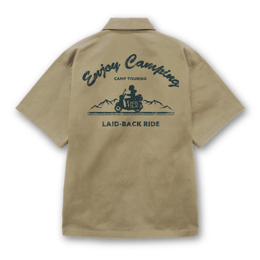 Yurucamp Season 3 Silhouette Bike Shima Rin Work Shirt Sand Khaki (M Size) - wholesale Japanese anime figures