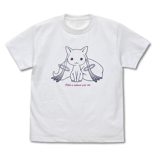 Puella Magi Madoka Magica the Movie New Feature: Rebellion Kyubey Line Art T-shirt White (L Size) - Megahouse figures wholesale