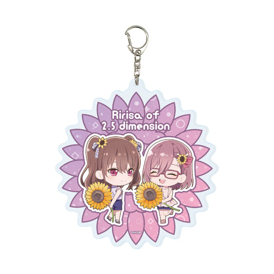 Deka Acrylic Key Chain 2.5 Dimensional Seduction 01 Ririsa & Mikari Sunflower Ver. (Mini Character Illustration) — anime keychains wholesale