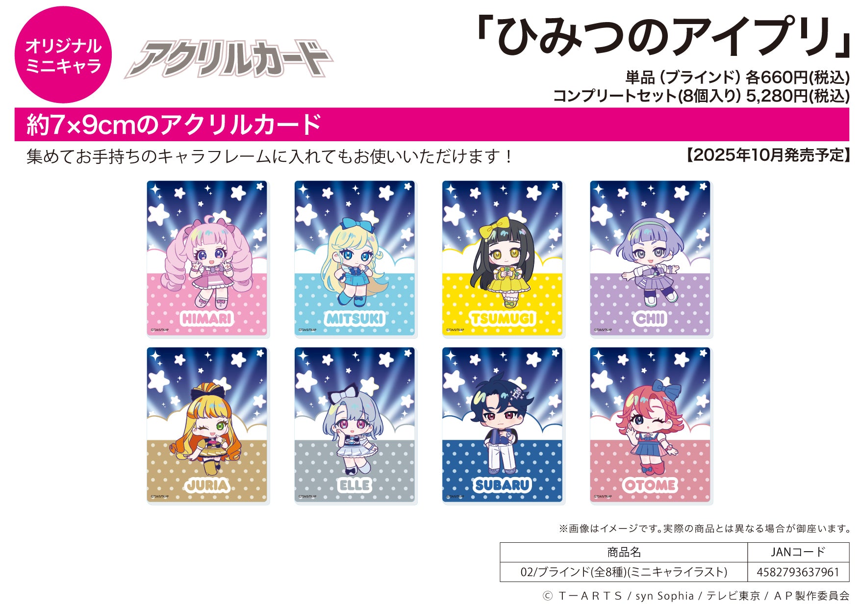 Acrylic Card Himitsu no AiPri 02 Mini Character Illustration — collectible anime toys wholesale