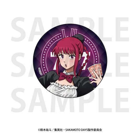 Sakamoto Days Metallic Can Badge Original Illustration Life-size Casino Dealer Lu Shaotang — anime store wholesale supplier