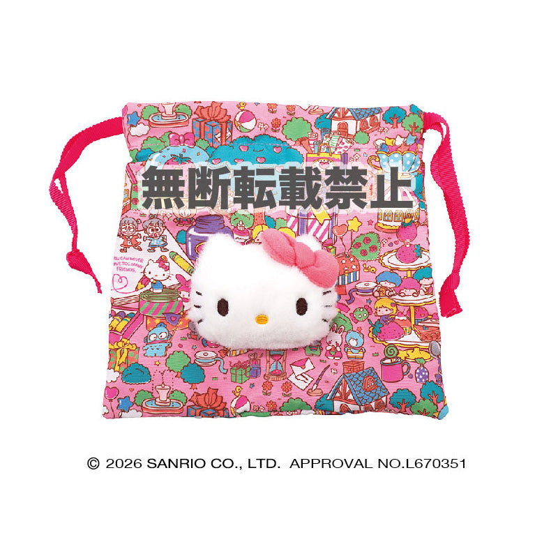 ハローキティ ラッピング柄 ボアフェイス巾着 PK 2026年9月発売