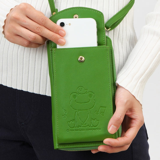 かえるのピクルス お財布機能付きスマホショルダーわかば （有）オーエスプランニング