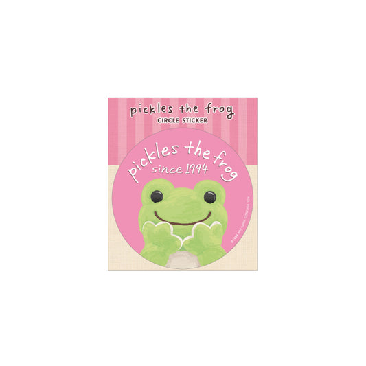かえるのピクルス 丸型ステッカー Puffy green ピンク (株)ジェイ・エム
