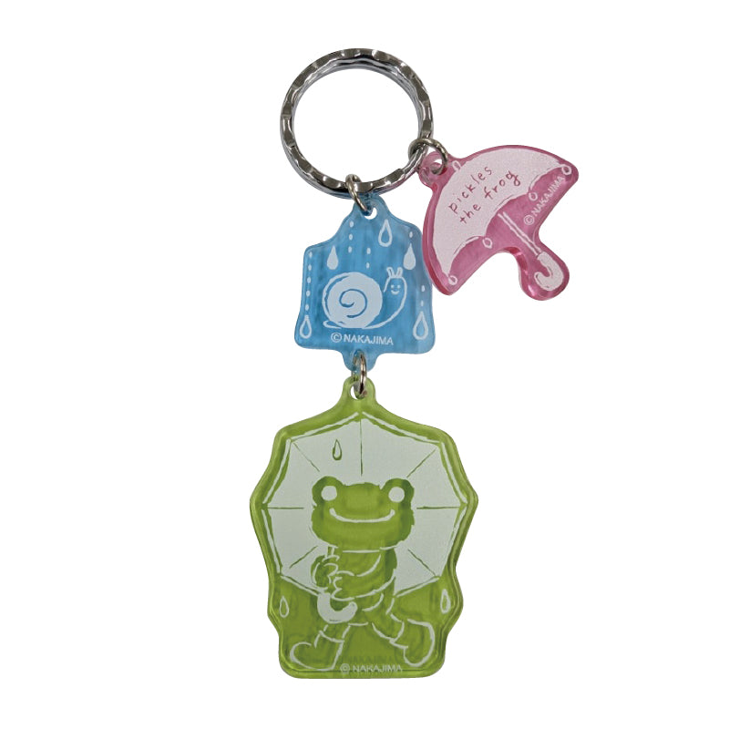かえるのピクルス　クリアアクリル3連キーホルダー アンブレラ  (株)牛久保工芸社