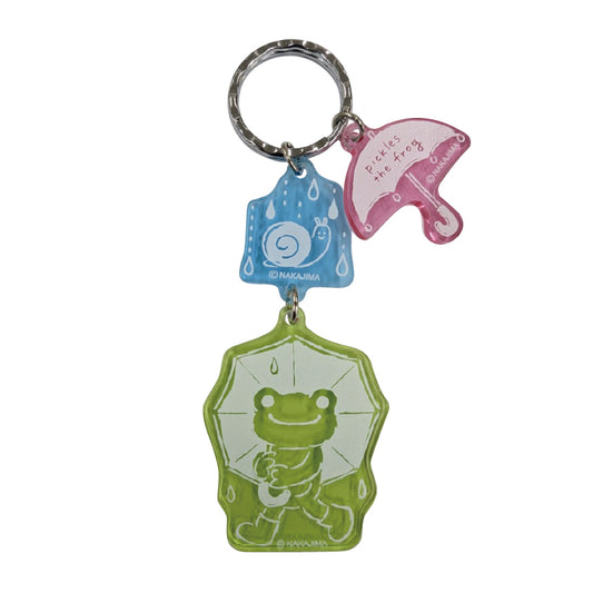 かえるのピクルス　クリアアクリル3連キーホルダー アンブレラ  (株)牛久保工芸社