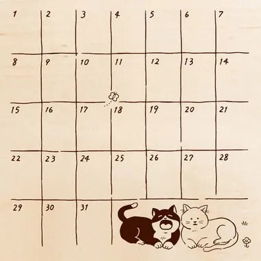 【メーカー取寄】TSW-160 いろどりはんこ ねこ 月間カレンダー