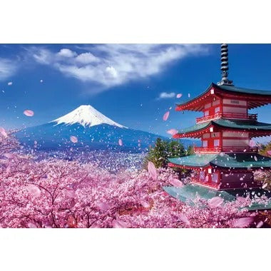 【メーカー取寄】300-057 富士と桜舞う浅間神社