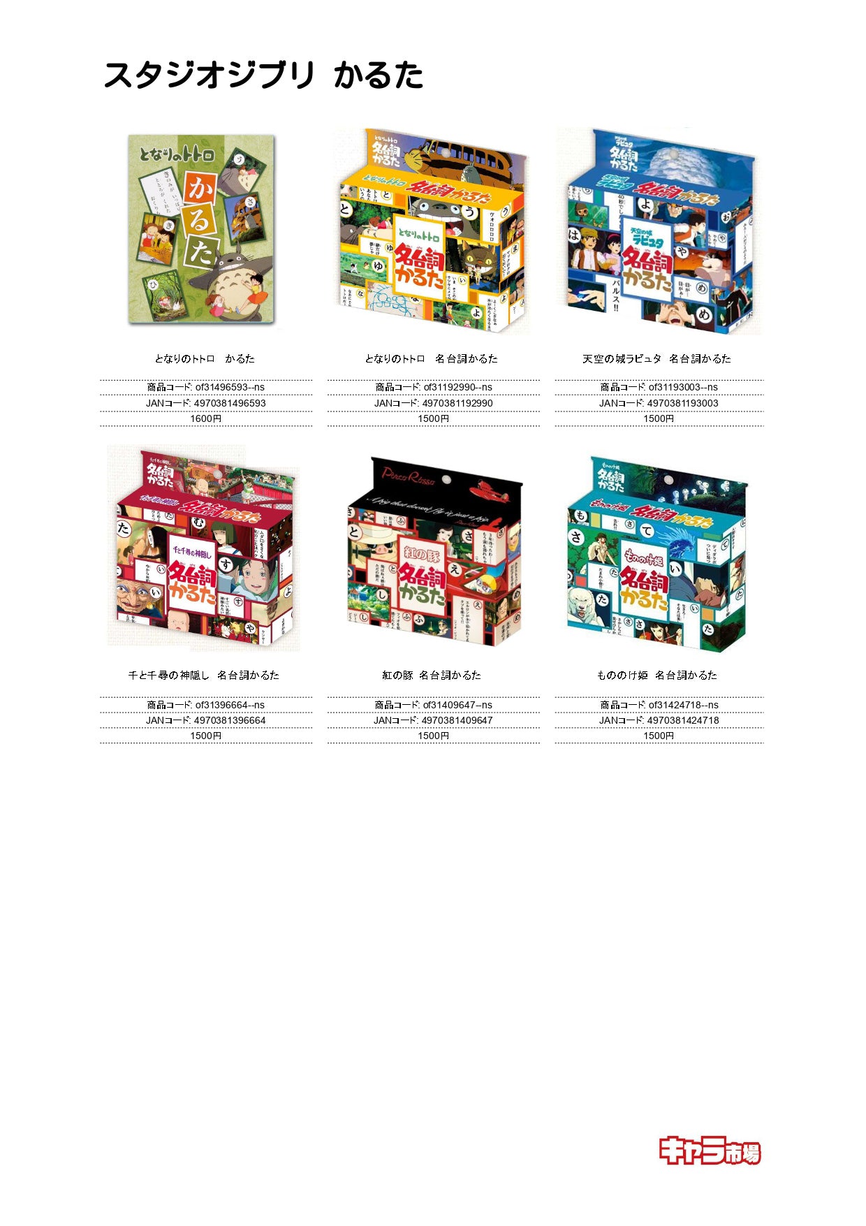 【取寄せ商品】スタジオジブリ かるた