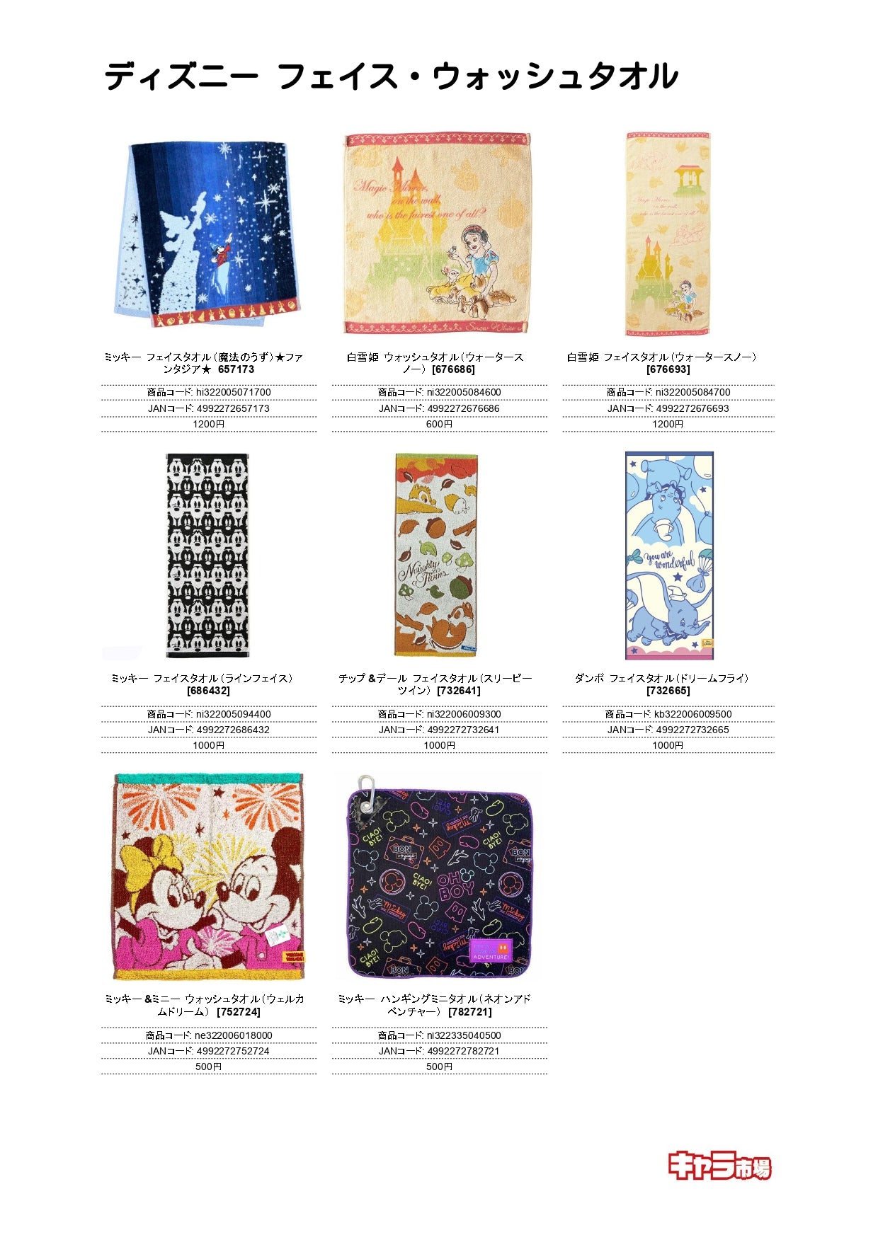 ディズニー フェイス・ウォッシュタオル【特価】
